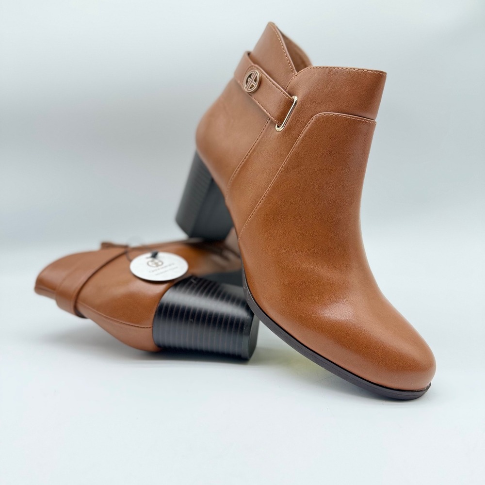 Giani Bernini Womens 11M Artemyss Tan Brown Ankle Boots Block Heel F43114